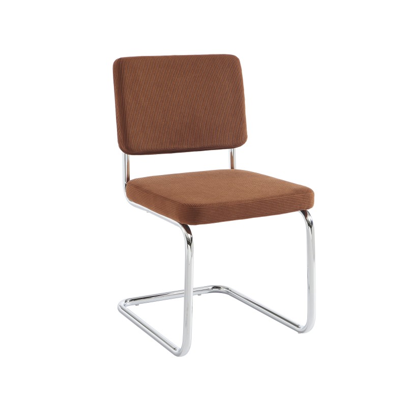 Lot de 2 chaises JACK velours côtelé terracotta pieds métal chromé