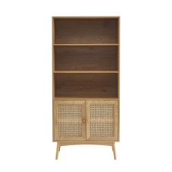 Bibliothèque INES effet chêne et cannage rotin 80cm