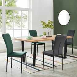 Lot de 4 chaises POPPY velours gris anthracite pieds métal noir