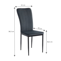 Lot de 4 chaises POPPY velours gris anthracite pieds métal noir