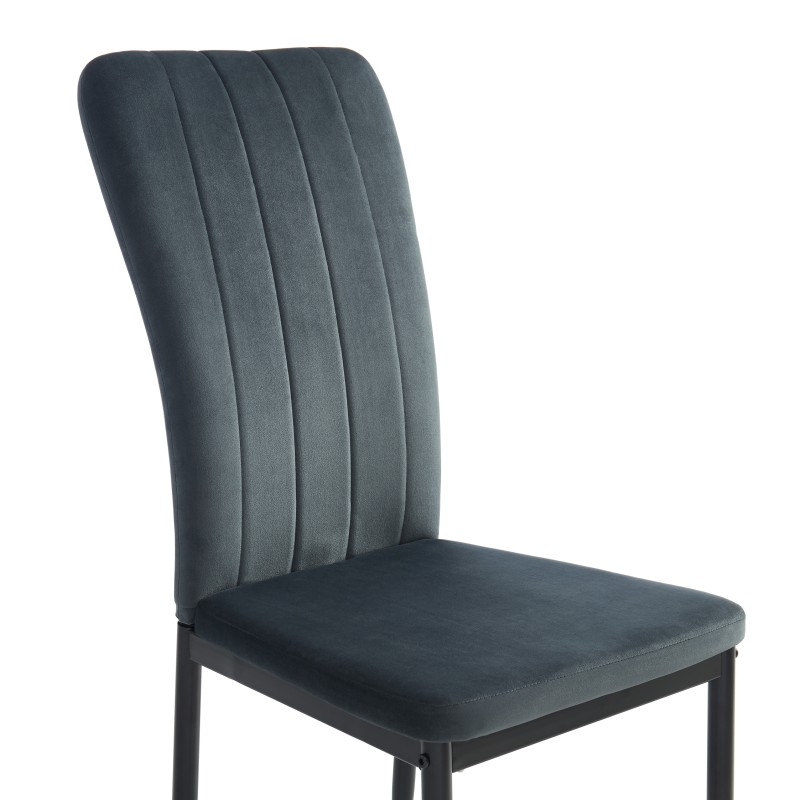 Lot de 4 chaises POPPY velours gris anthracite pieds métal noir
