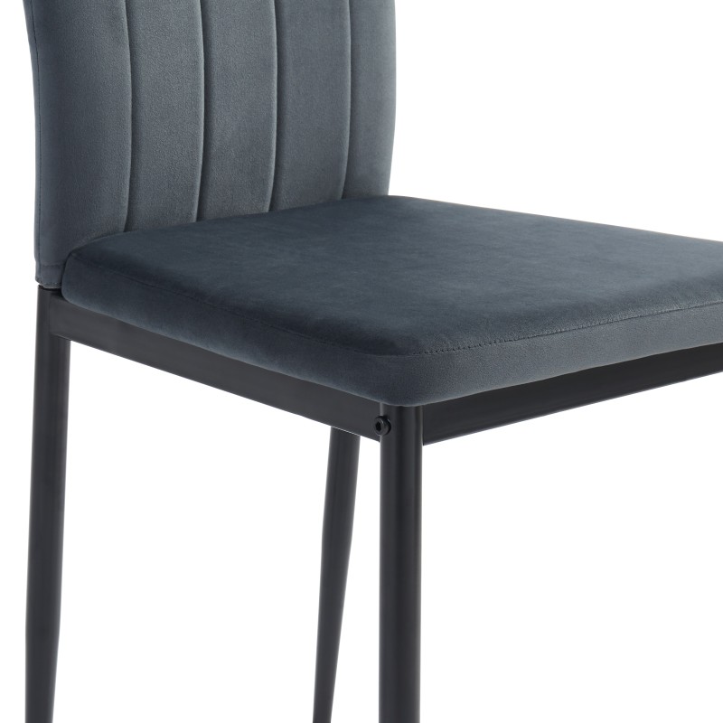 Lot de 4 chaises POPPY velours gris anthracite pieds métal noir
