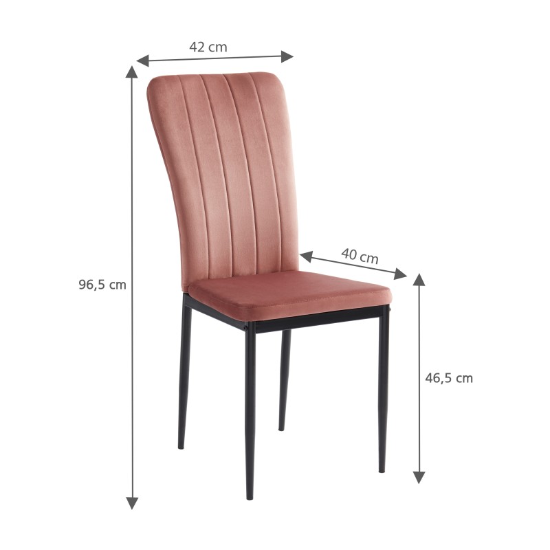 Lot de 4 chaises rembourrées POPPY - velours rose