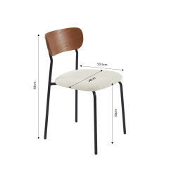 Lot de 4 chaises empilables FRIDA bouclette écrue et métal noir