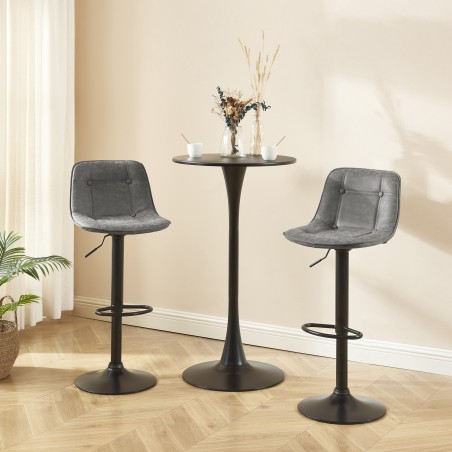 Lot de 2 tabourets de bar TOM en PU gris réglables