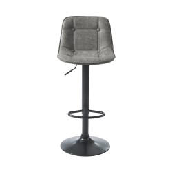 Lot de 2 tabourets TOM en PU gris avec pieds noir