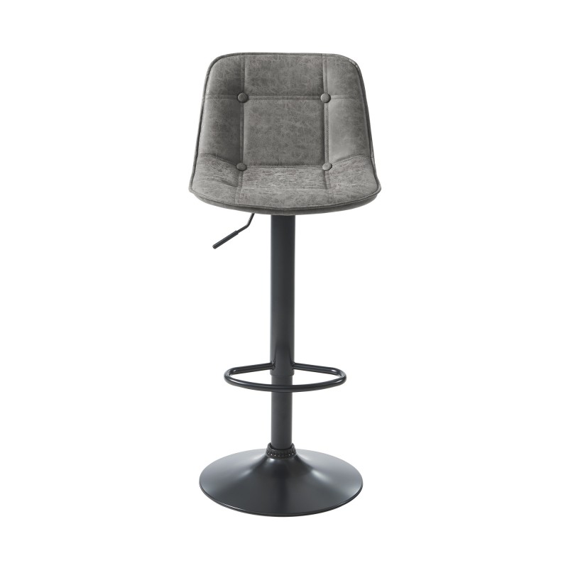 Lot de 2 tabourets TOM en PU gris avec pieds noir