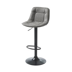 Lot de 2 tabourets TOM en PU gris avec pieds noir