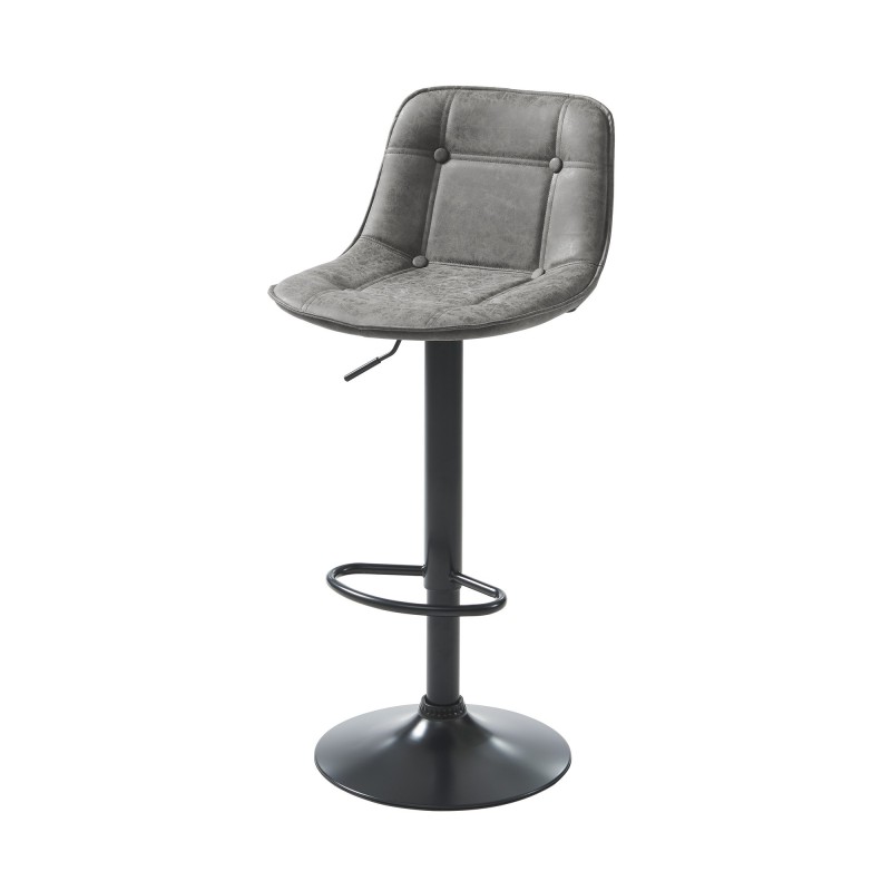 Lot de 2 tabourets TOM en PU gris avec pieds noir