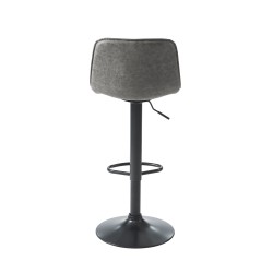 Lot de 2 tabourets TOM en PU gris avec pieds noir