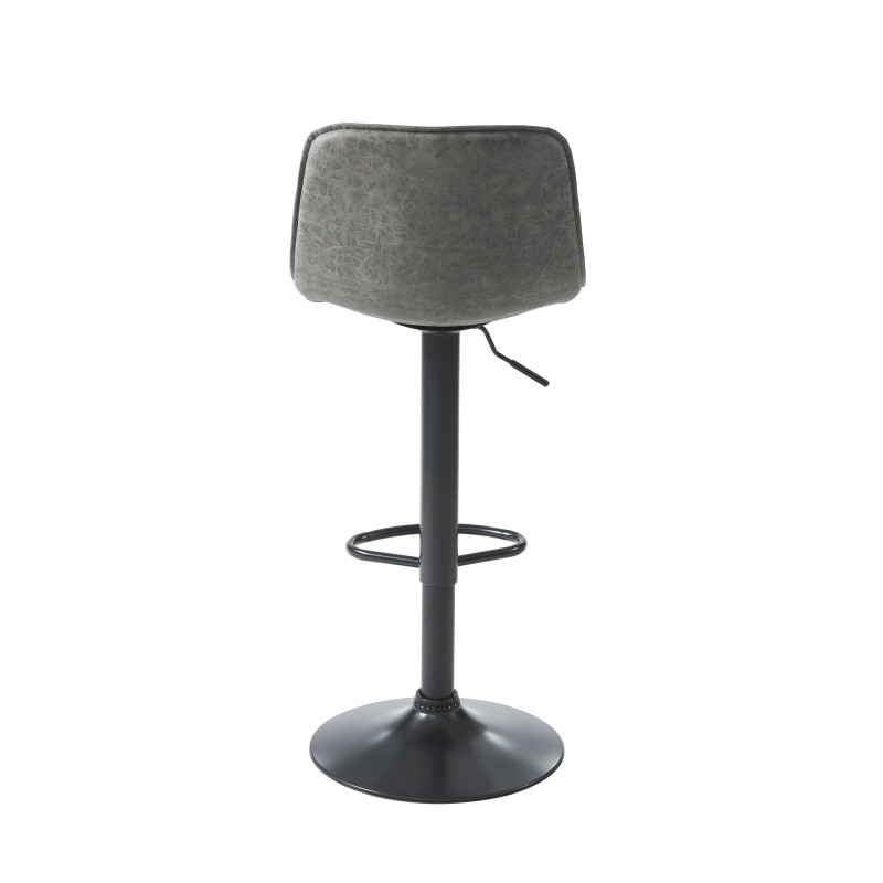 Lot de 2 tabourets TOM en PU gris avec pieds noir