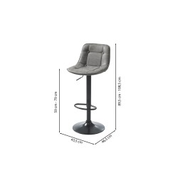 Lot de 2 tabourets TOM en PU gris avec pieds noir
