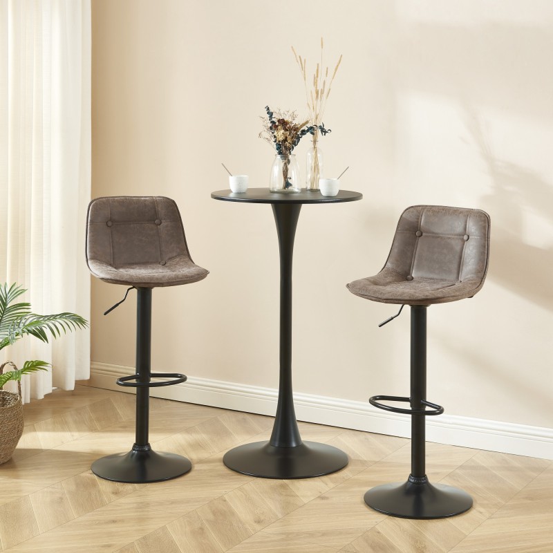 Lot de 2 tabourets de bar TOM en PU marron réglables