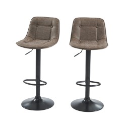 Lot de 2 tabourets de bar TOM en PU marron réglables