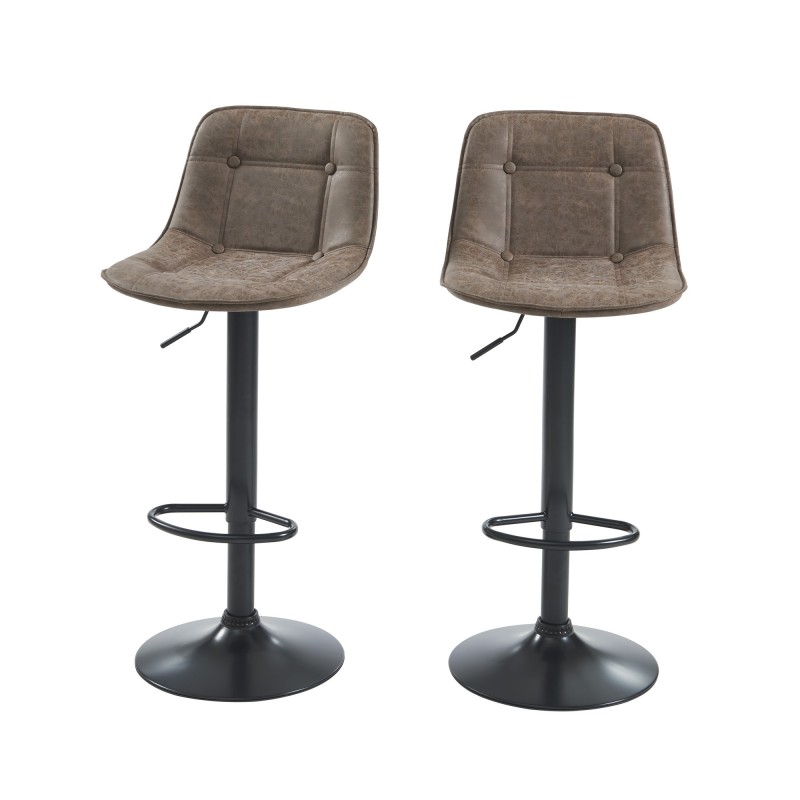 Lot de 2 tabourets de bar TOM en PU marron réglables