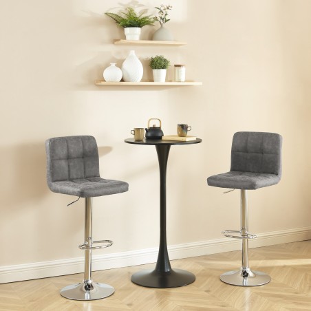 Lot de 2 tabourets de bar GARY en PU gris réglables