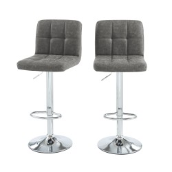 Lot de 2 tabourets de bar GARY en PU gris réglables
