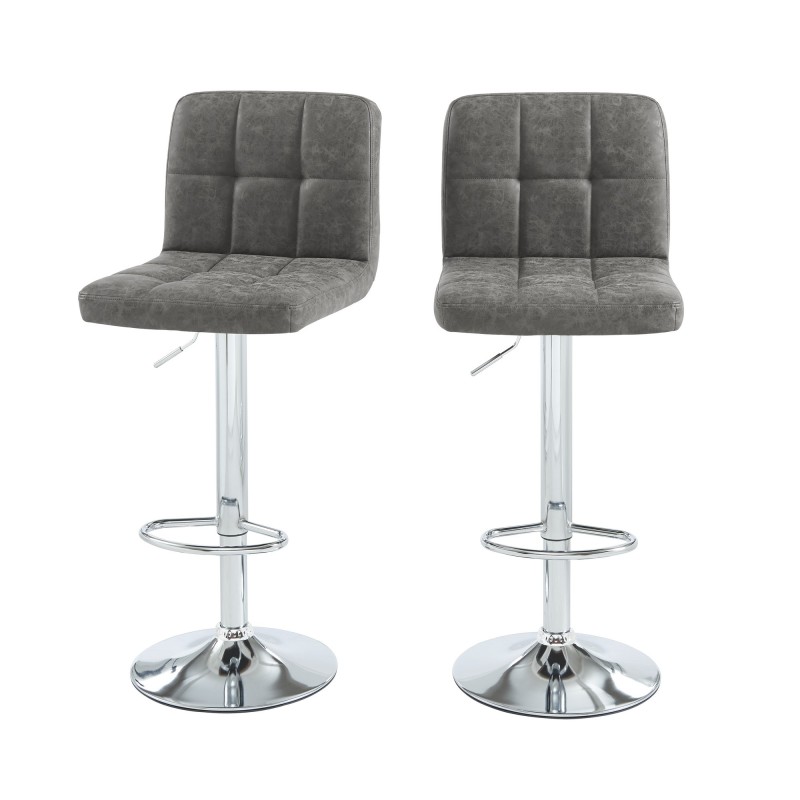 Lot de 2 tabourets de bar GARY en PU gris réglables