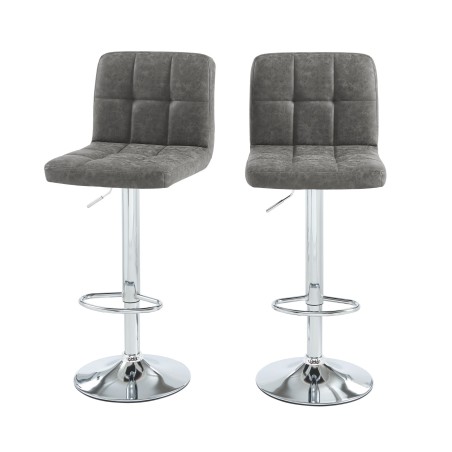 Lot de 2 tabourets de bar GARY en PU gris réglables