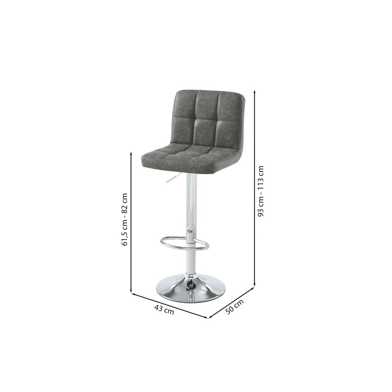 Lot de 2 tabourets de bar GARY en PU gris réglables