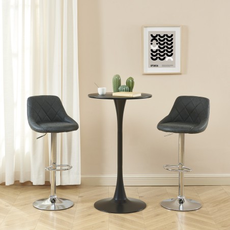 Lot de 2 tabourets de bar MATT en PU noir réglables