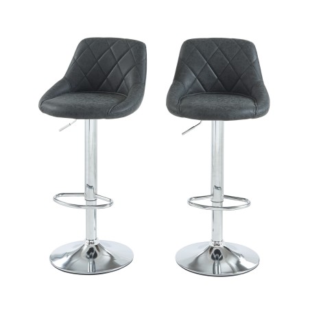 Lot de 2 tabourets de bar MATT en PU noir réglables