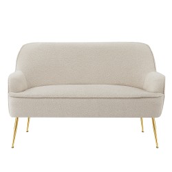 Canapé droit fixe MARCELINO 2 places tissu bouclette beige