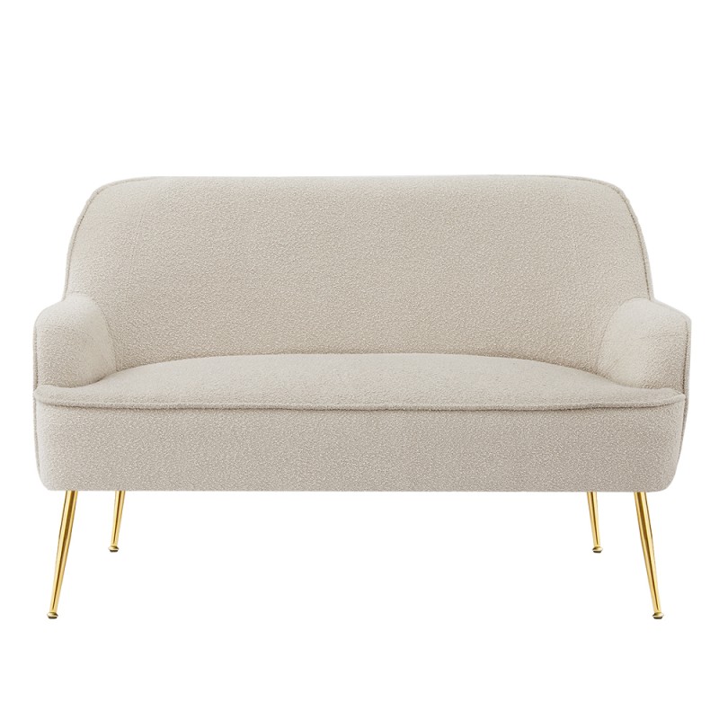 Canapé droit fixe MARCELINO 2 places tissu bouclette beige
