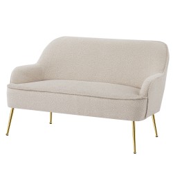 Canapé droit fixe MARCELINO 2 places tissu bouclette beige