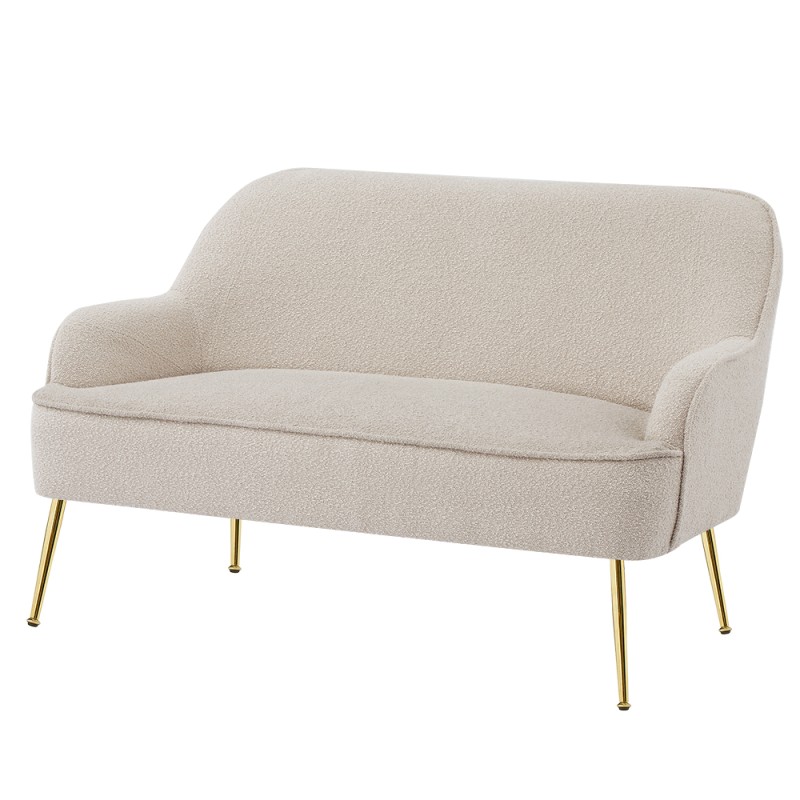 Canapé droit fixe MARCELINO 2 places tissu bouclette beige