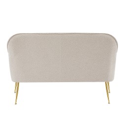 Canapé droit fixe MARCELINO 2 places tissu bouclette beige