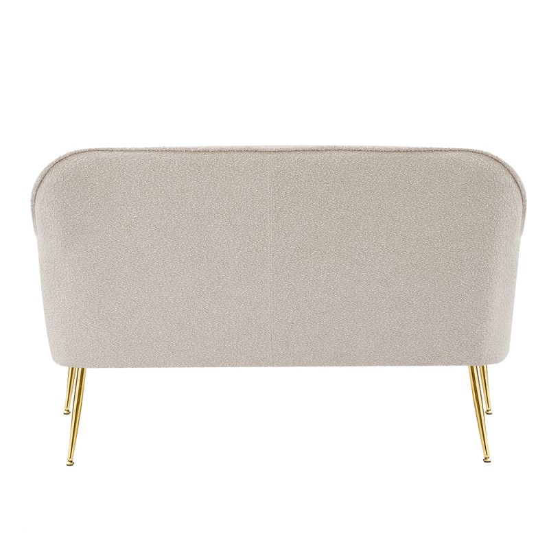 Canapé droit fixe MARCELINO 2 places tissu bouclette beige