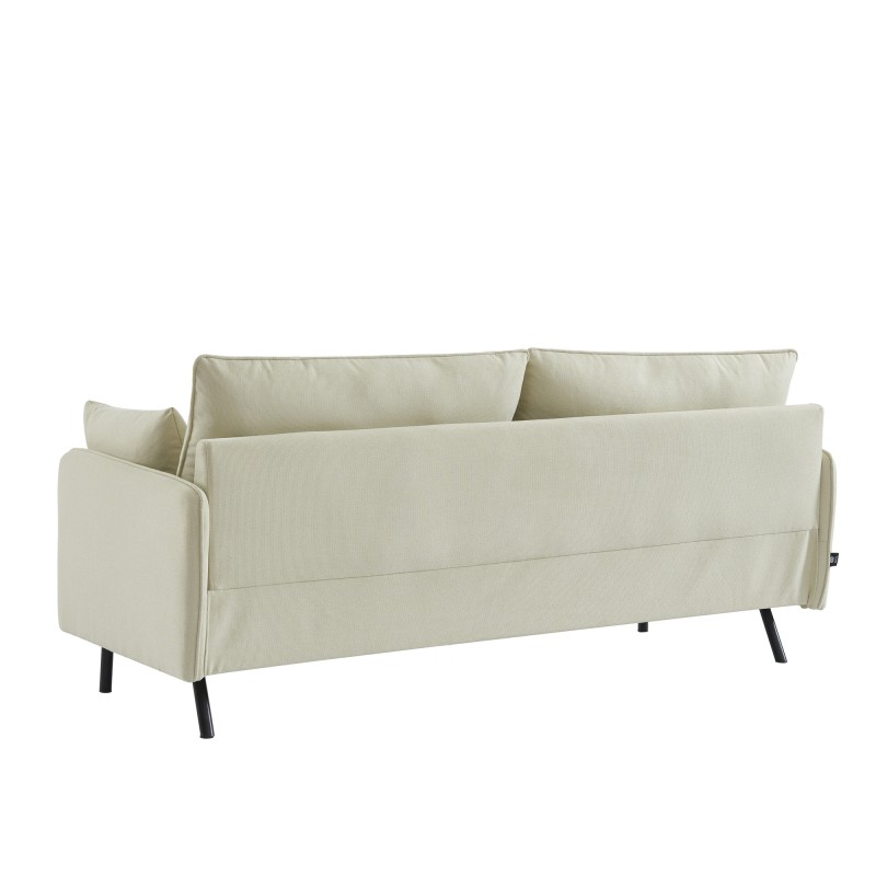 Canapé droit GABIN fixe tissu beige 3 places