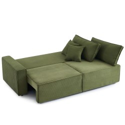 Canapé droit ZOLA convertible velours côtelé vert 3 places