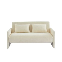 Canapé droit convertible JADE 3 places en tissu bouclette beige