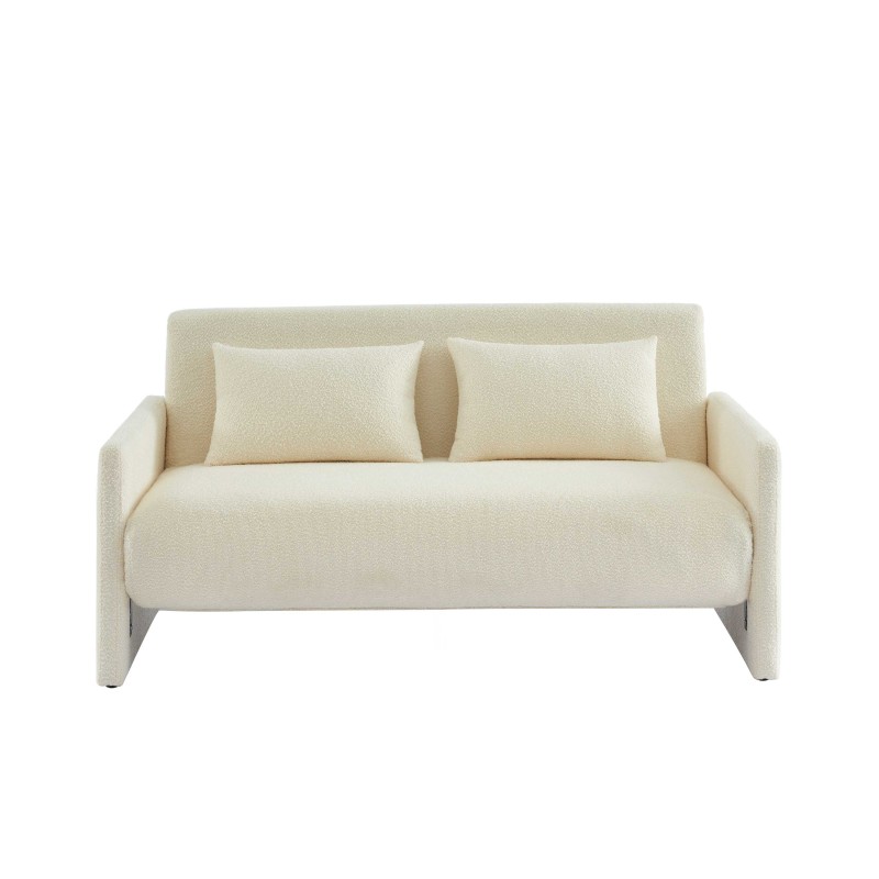 Canapé droit convertible JADE 3 places en tissu bouclette beige