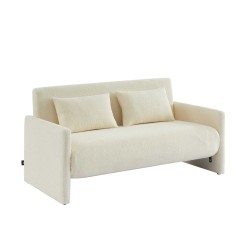 Canapé droit convertible JADE 3 places en tissu bouclette beige