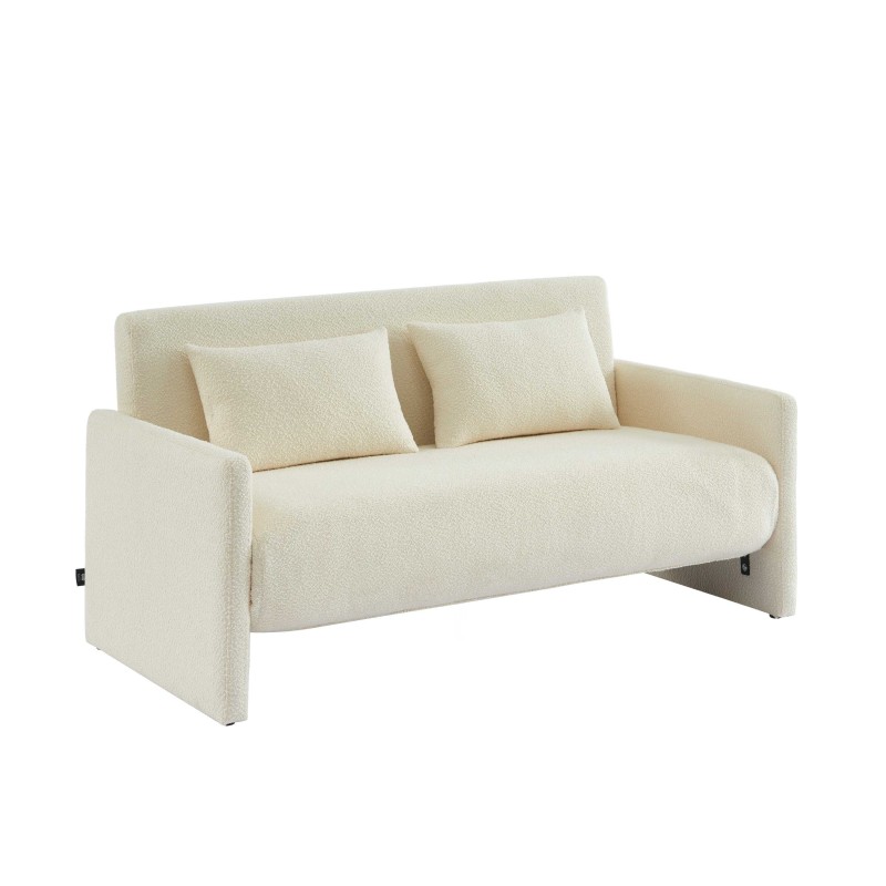 Canapé droit convertible JADE 3 places en tissu bouclette beige