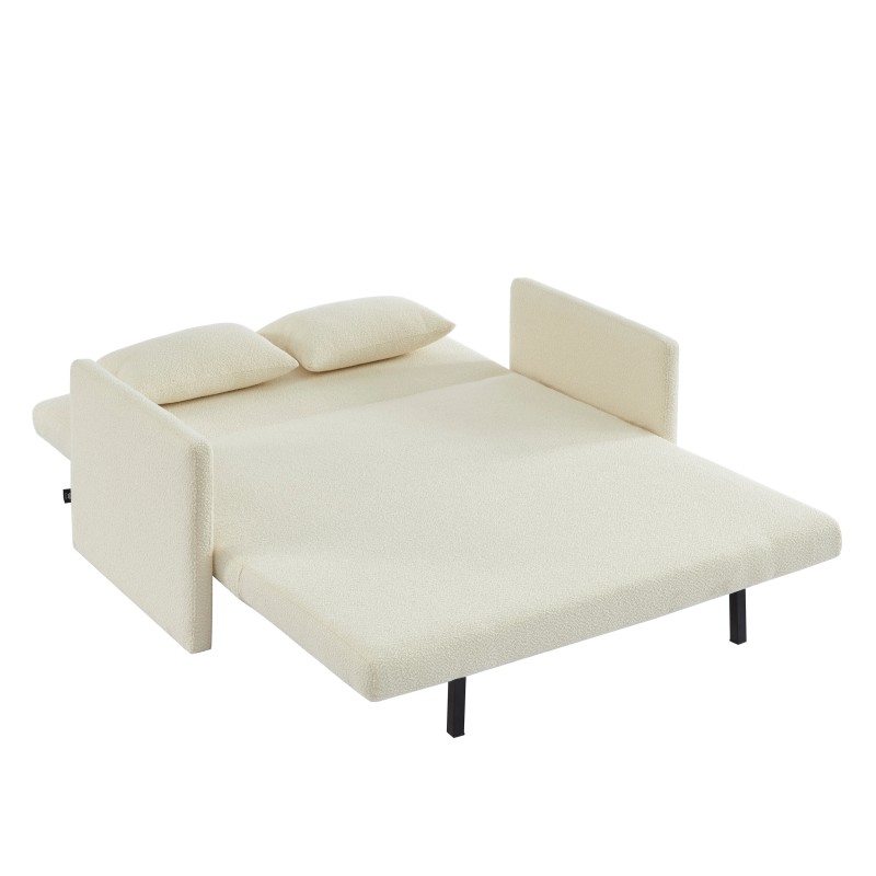 Canapé droit convertible JADE 3 places en tissu bouclette beige