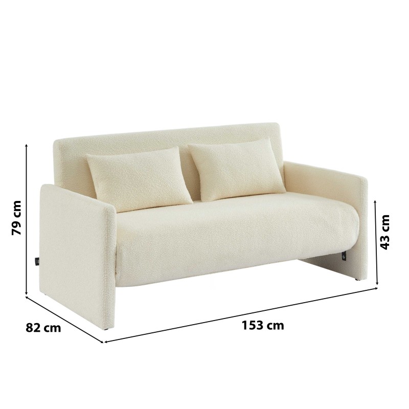 Canapé droit convertible JADE 3 places en tissu bouclette beige