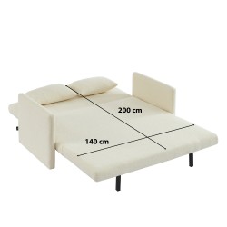 Canapé droit convertible JADE 3 places en tissu bouclette beige