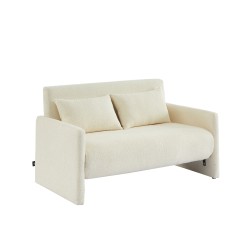 Canapé droit convertible JADE 2 places en tissu bouclette beige