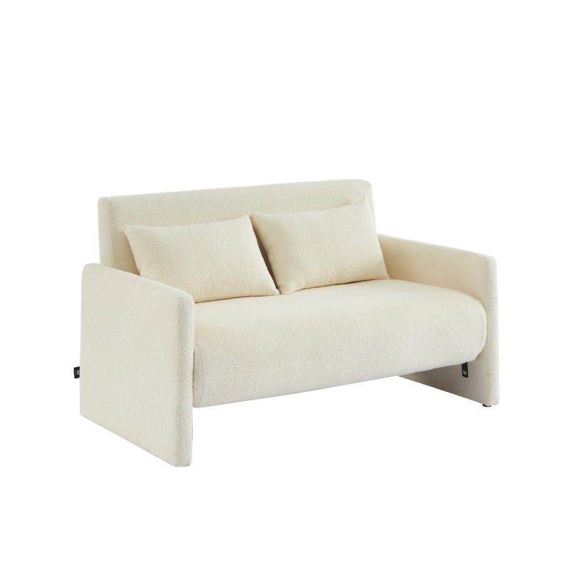 Canapé droit convertible JADE 2 places en tissu bouclette beige
