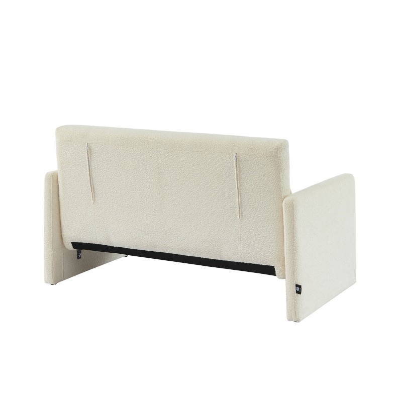 Canapé droit convertible JADE 2 places en tissu bouclette beige