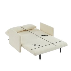 Canapé droit convertible JADE 2 places en tissu bouclette beige