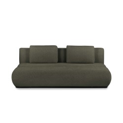Canapé droit convertible PIO 3 places tissu bouclette vert kaki