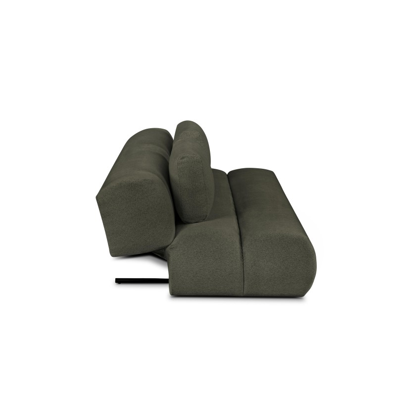 Canapé droit convertible PIO 3 places tissu bouclette vert kaki