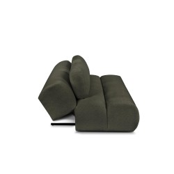 Canapé droit convertible PIO 3 places tissu bouclette vert kaki