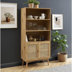 Bibliothèque INES effet chêne et cannage rotin 80cm