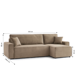 Canapé d'angle convertible et réversible 4 places ZOLA velours côtelé taupe